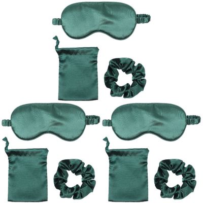 Healifty 9pcs/ Set Kit, Girls, Great/Sleeping Draw Bag, Green with Home Cover Adult Bag Patch for Accessories Storage Headband Women Scrunchies Rope Eye Hair Eye, Pouch, Pouch Night