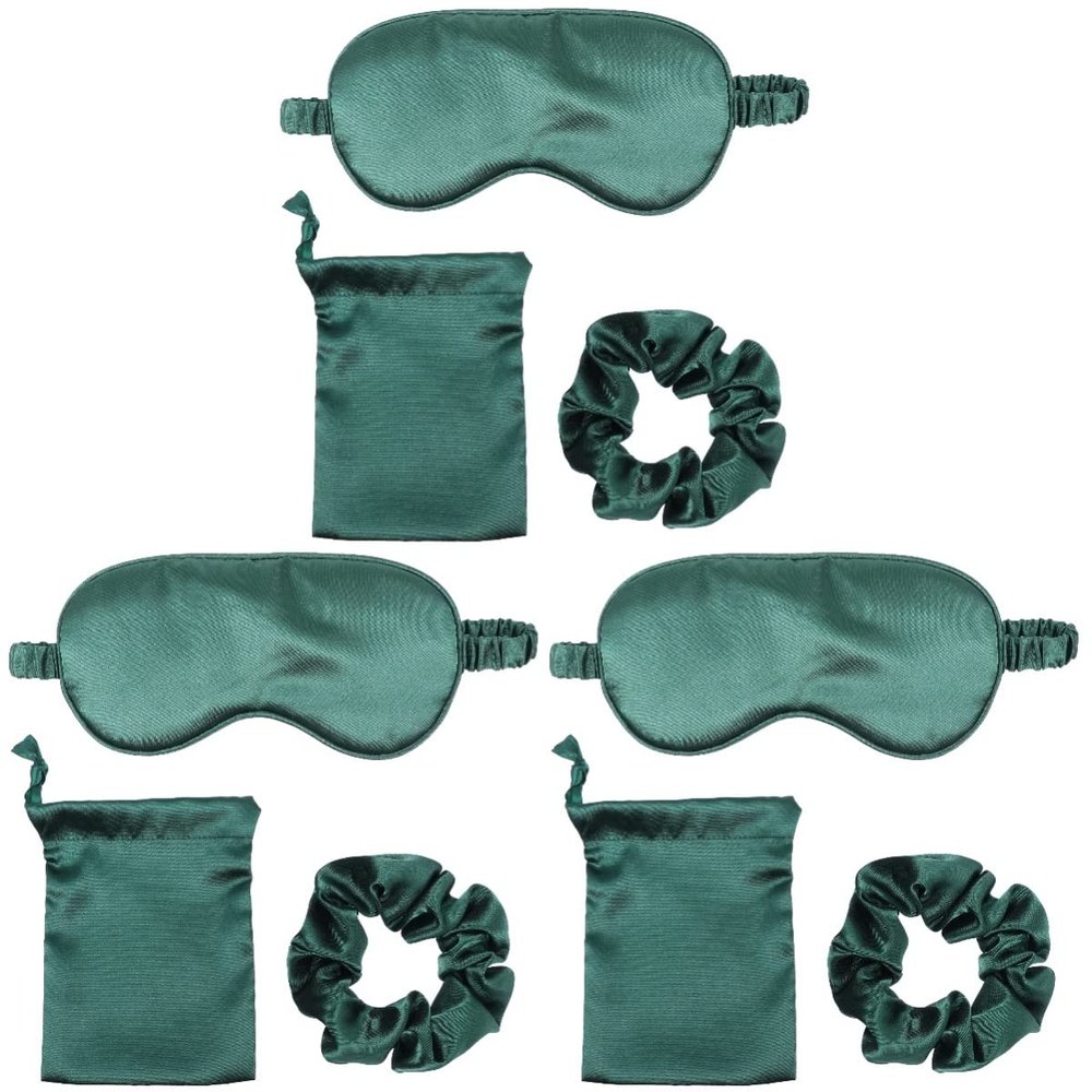 Healifty 9pcs/ Set Kit, Girls, Great/Sleeping Draw Bag, Green with Home Cover Adult Bag Patch for Accessories Storage Headband Women Scrunchies Rope Eye Hair Eye, Pouch, Pouch Night