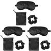 Healifty 9pcs Sleep Mask Set Silk Eye Cover Hair Scrunchies Drawstring Pouch Comfortable Travel Eyeshade for Light Blocking for Go view 1