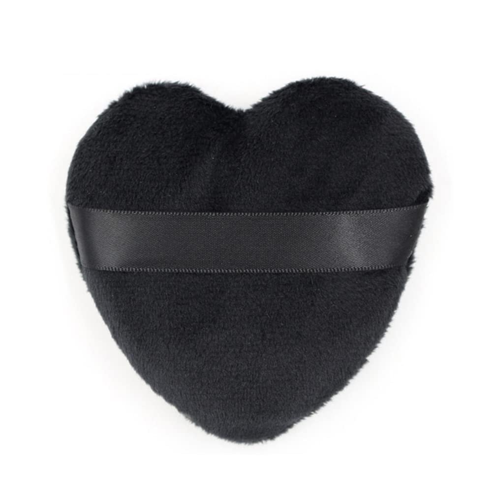 1PCS Large Powder Puffs Cotton Velour Love Shape with Strap Powder Puff Makeup Blendiful Puffs,black