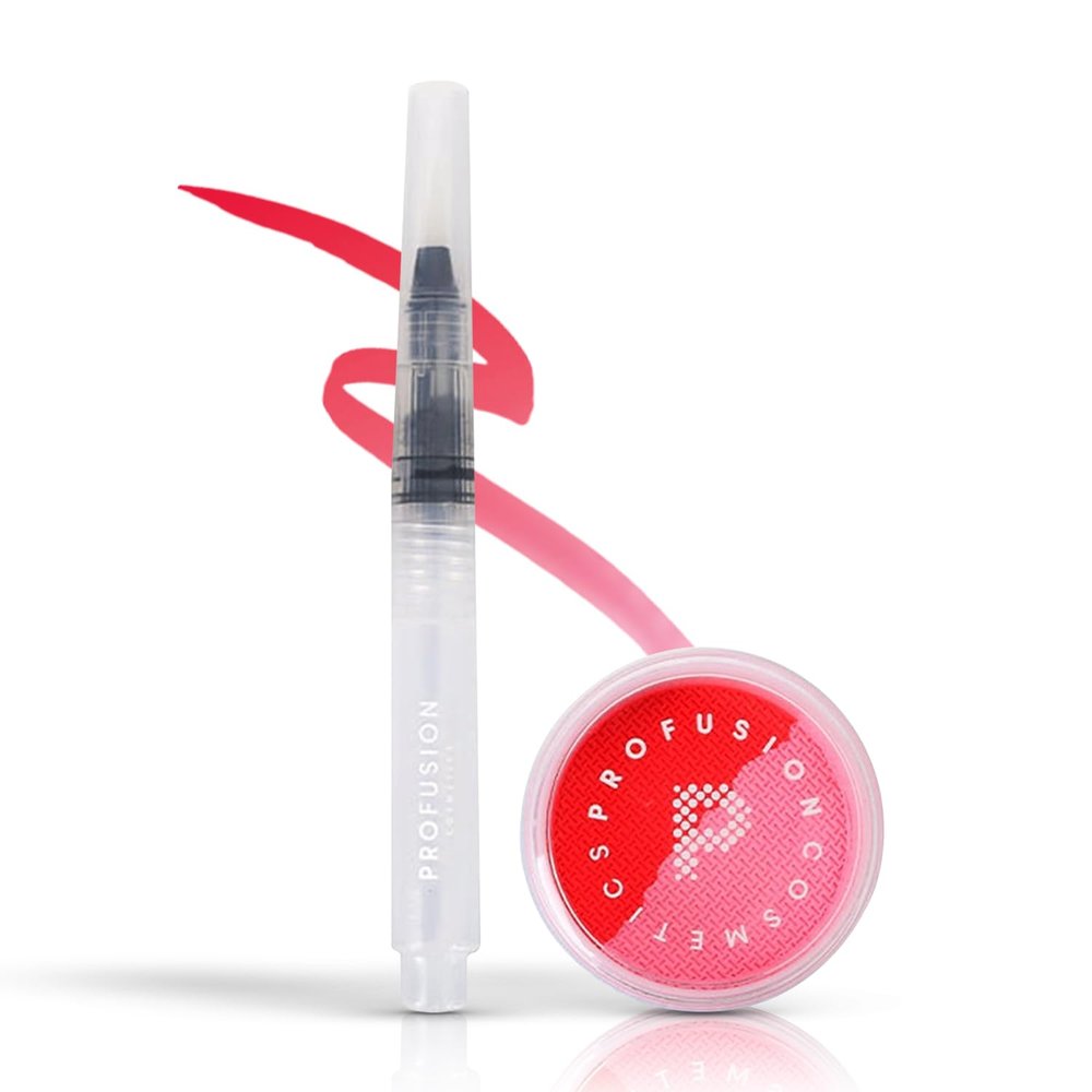 Profusion Cosmetics Water Activated Bright Eyeliner With Water Brush - Long-Wearing Refillable Water Brush & Smooth Pigmented Colorful Eyeliner Makeup Set (Berry)