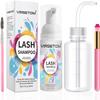 Lash Shampoo for Lash Extensions, Eyelash Extension Cleanser 60ml + Rinse Bottle + Brushes, Lash Bath, Lash Shampoo Kit, Lash Cleaner, Paraben & Sulfate Free, Salon and Home Use view 1