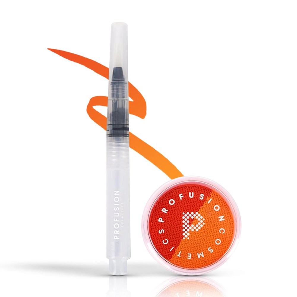 Profusion Cosmetics Water Activated Bright Eyeliner With Water Brush - Long-Wearing Refillable Water Brush & Smooth Pigmented Colorful Eyeliner Makeup Set (Thai Tea)