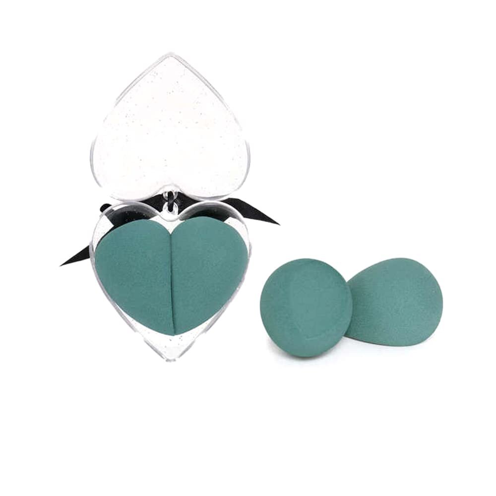 2PCS/Set Makeup Sponge Heart-Shape Box Non-Latex Material Cosmetic Puff Powder Foundation Use Beauty Make Up Tools,B