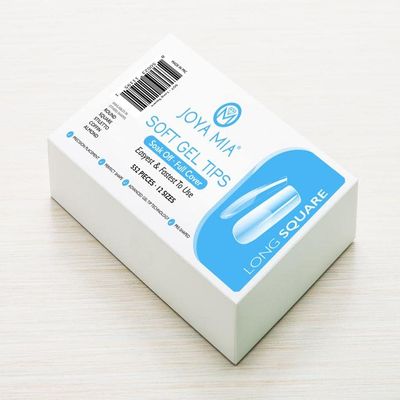 Soft Gel Nail Tips Full Cover Nail Tips Kit for Soak Off Nail Extensions, 550 Pcs Clear Soft Pre-buff PMMA False Press on Nail Tips, 11 Sizes - 10 Shapes to choose from (Long Square)