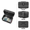 YUEMAI Hard Shell Cosmetic Case, Mini Aluminium Alloy Carrying Makeup Case Suitcase, Small Travel Hand Luggage With Elastic Band, For Make-Up Artist(Black) view 4