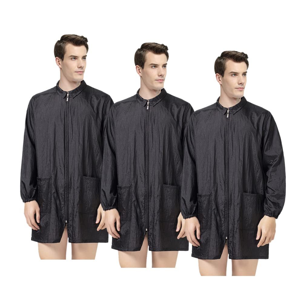 TopTie 3 Pack Long Sleeve Hair Stylist Smock, Pet Grooming Haircut Hairdressing Barber Cape Shirt Jacket for Salon
