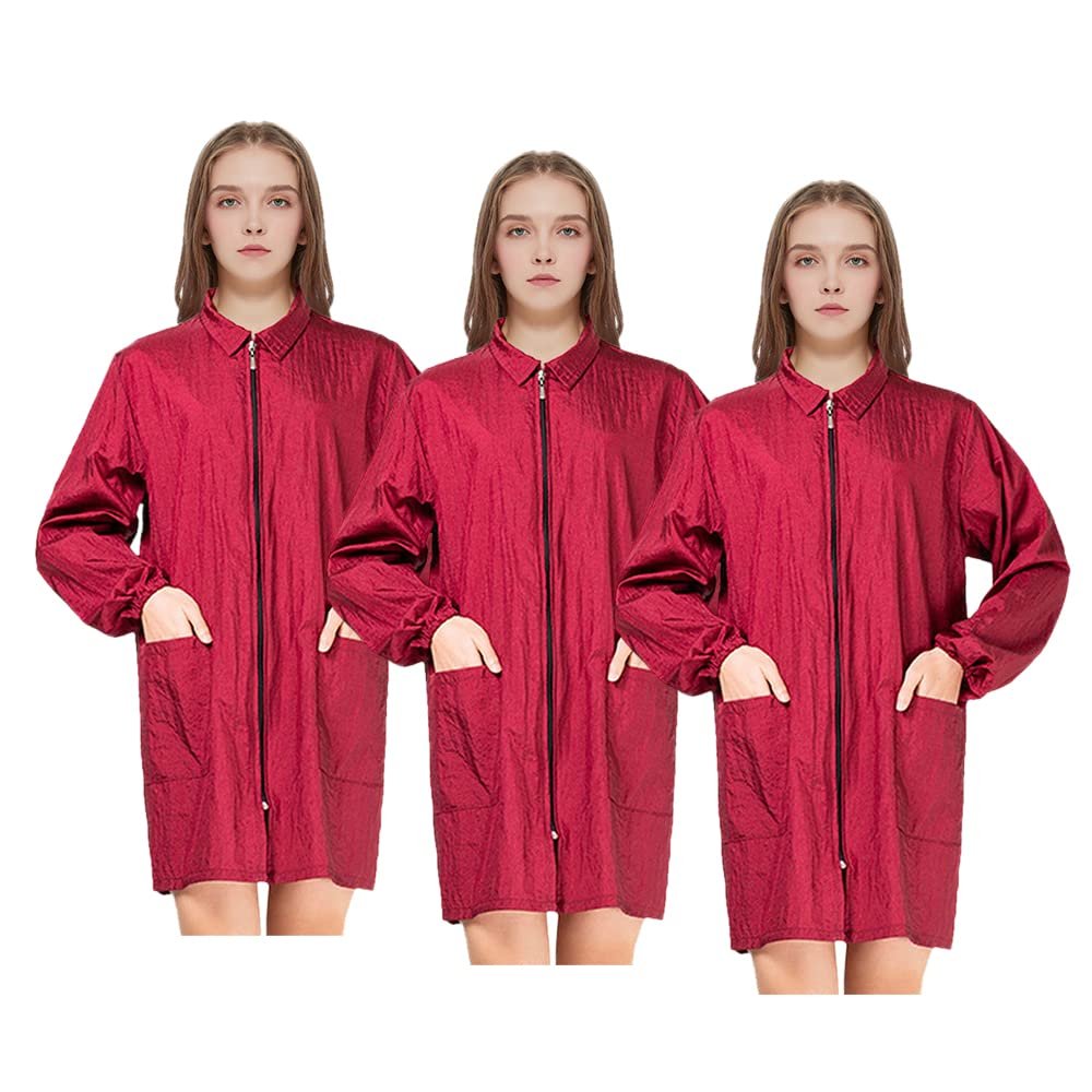 TopTie 3 Pack Long Sleeve Hair Stylist Smock, Pet Grooming Haircut Hairdressing Barber Cape Shirt Jacket for Salon