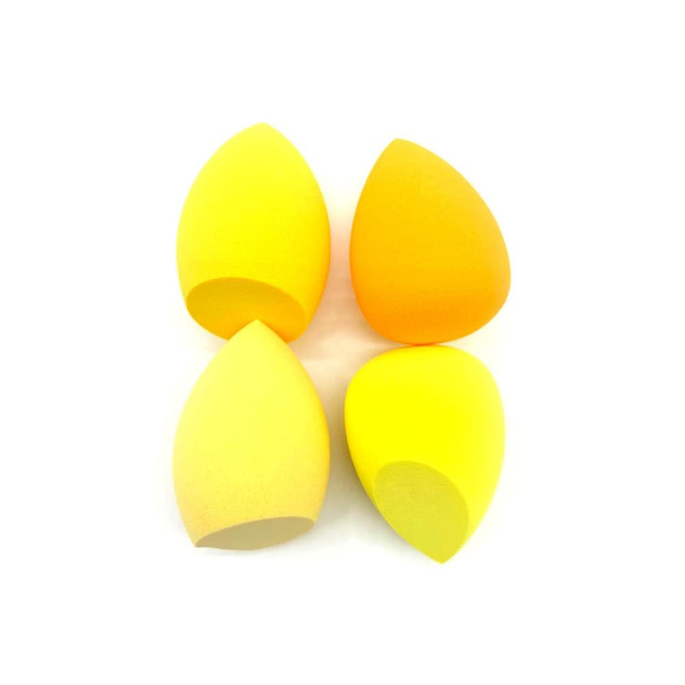 4PCS Bevel Cut Makeup Sponge Powder Puff Dry and Wet Combined Beauty Cosmetic Ball Foundation Powder Puff,Yellow