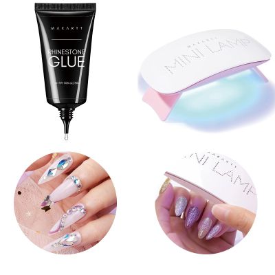 Makartt UV LED Nail Lamp 6W USB Portable Fast Drying Bundle Super Strong Gem Glue Gel 1.06oz for Nail Jewels Crystals