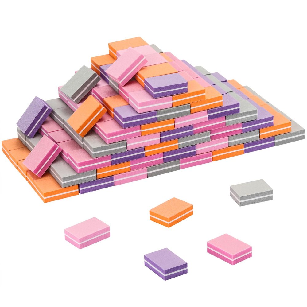 200Pcs Mini Nail Buffer Block 1.5in*1.1in*0.5in Grit Buffers for Natural Care(Mixed Color)