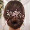 Easedaily Crystal Bride Wedding Hair Comb Silver Rhinestone Bridal Hair Pieces Hair Accessories for Women and Girls (C-rose gold) view 3