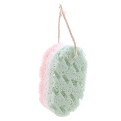 EDWOL Bath Sponge for Women, Men, Kids Sponge Loofah Body Scrubber Shower Sponge 3 Layer Shower Pouf Cleaning Loofahs Sponge for Shower Exfoliating,Green and White Powder