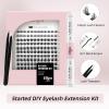 Higu clace Lash-Clusters-Kit,144Pcs D Curl Wispy Lash Clusters,8-16mm Natural Lash-Extension-Kit,with Lash Bond and Seal, Eyelash Tweezers(R-08) view 2