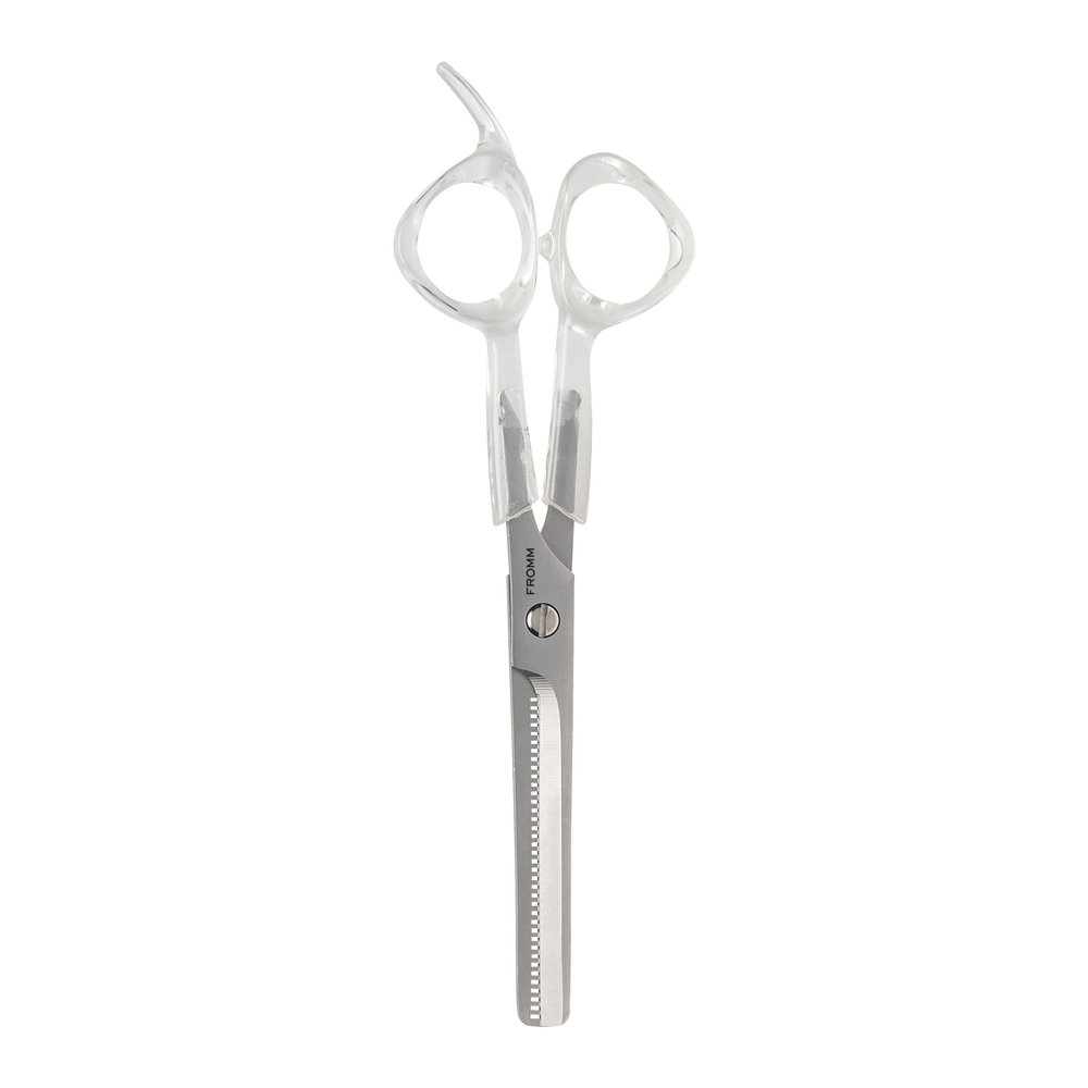 Fromm Professional Venture 5.75" 30-Tooth Easy Hair Thinning & Texturizing Shears in Clear & Matte Silver Japanese Steel Scissors with Beveled Blade for New Salon Stylist & DIY Home Use