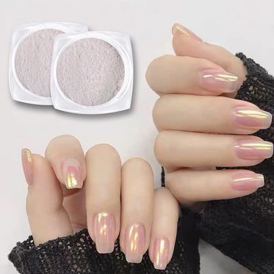 2 Boxes Pearl Chrome Nail Powder Glazed Gold White Pearl Chrome Nails Powder Holographic Ice Transparent Aurora Moonlight Manicure Pigment Metallic Mirror Effect For Nail Art Decorations