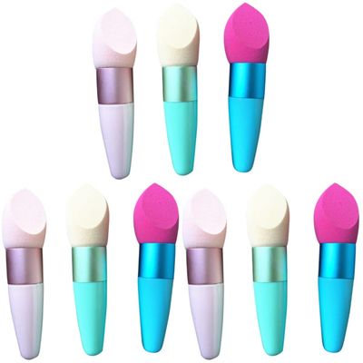 minkissy 3pcs Mushroom Makeup Sponge Applicator Handle Versatile Foundation Concealer Puff for Women Easy to Clean Random Color for Liquid and Cream Makeup