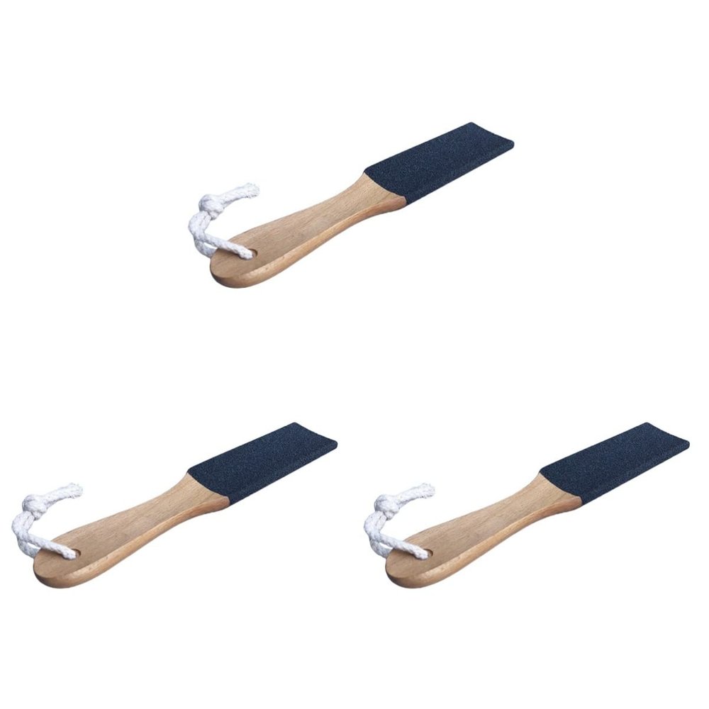 minkissy 3pcs Wooden Handle Foot File Double-Sided Exfoliator for Dead Skin Removal Ergonomic Foot Scrubber Portable Pedicure Tool for Home Travel Use