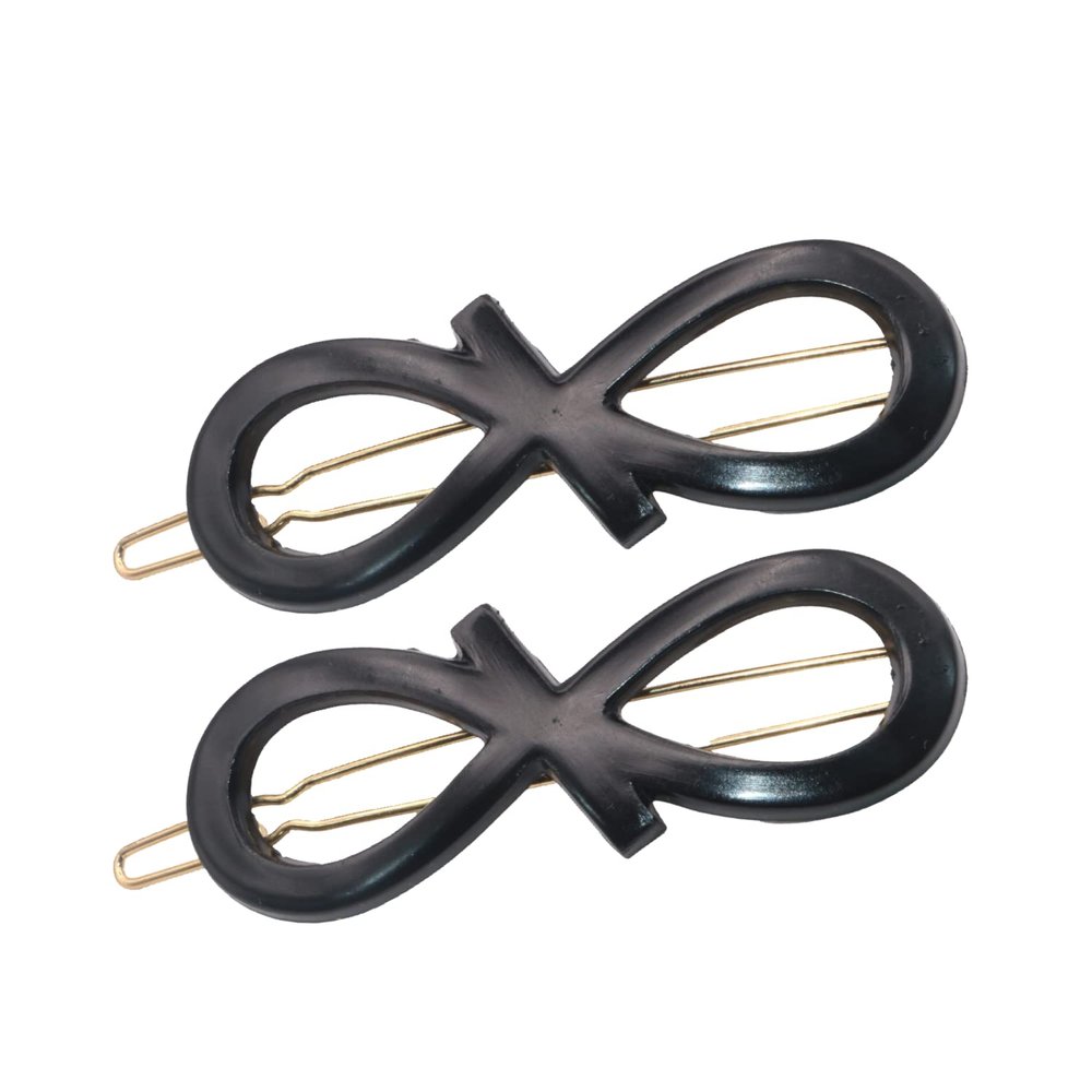 Parcelona -French Ribbon Knot Infinity 2 1/4" Small Celluloid Acetate Hair Clips with Closure Tige Boule Set of 2 Fashion Style Durable Non Slip Hair Accessories Pair