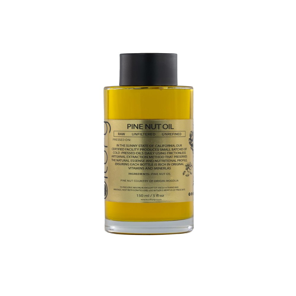 OILURY Heritage Cold Pressed Pine Nut Oil 150 ml Exquisite, 100% Pure & Edible Unfiltered, Unrefined, Nutrient-Rich Elixir for Daily Wellness & Radiant Skincare