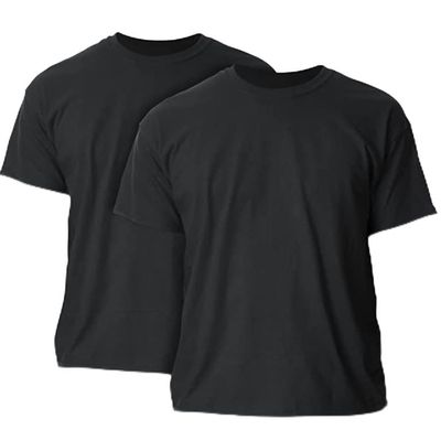 Camisas Blancas para Hombres con Cuello Redondo 2 Pack (Negro Extra Large)