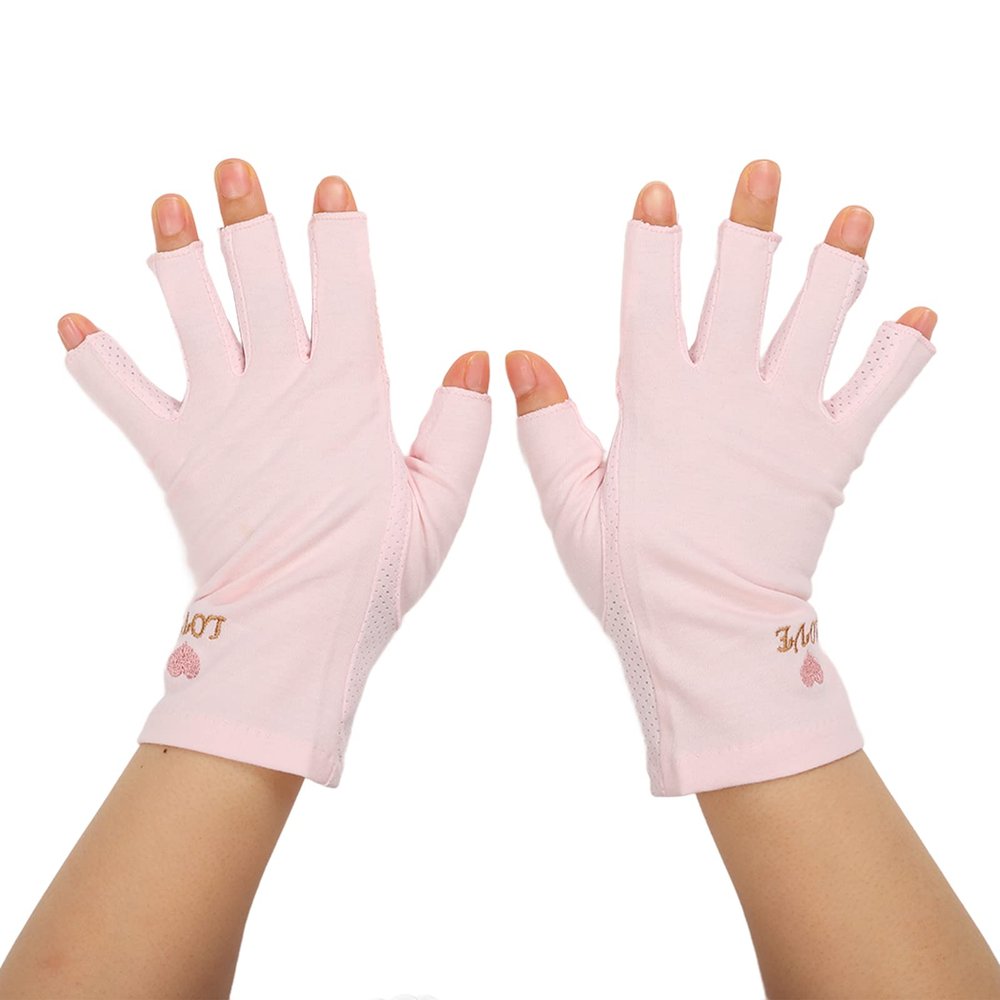 Dioche Anti Gloves for Gel Nail Lamp Manicure Gloves Stretchy Breathable Fingerless Fiber Cotton Nail Lamp Gloves for Home Salon()