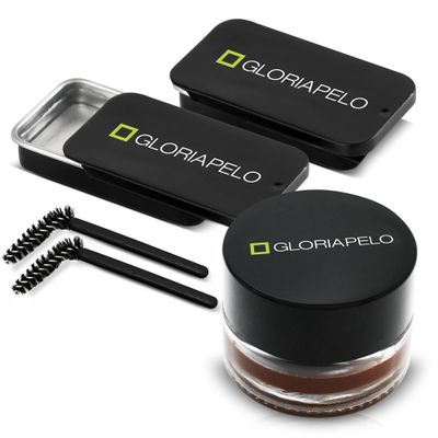 GLORIAPELO Eyebrow Gel and Brow Soap Set of 2 Soap Eyebrow Kit with Spoolie and Eyebrow Pomade Dark Brown or Chocolate Long-Lasting, Waterproof Vegan Formula Natural Eyebrow Effect