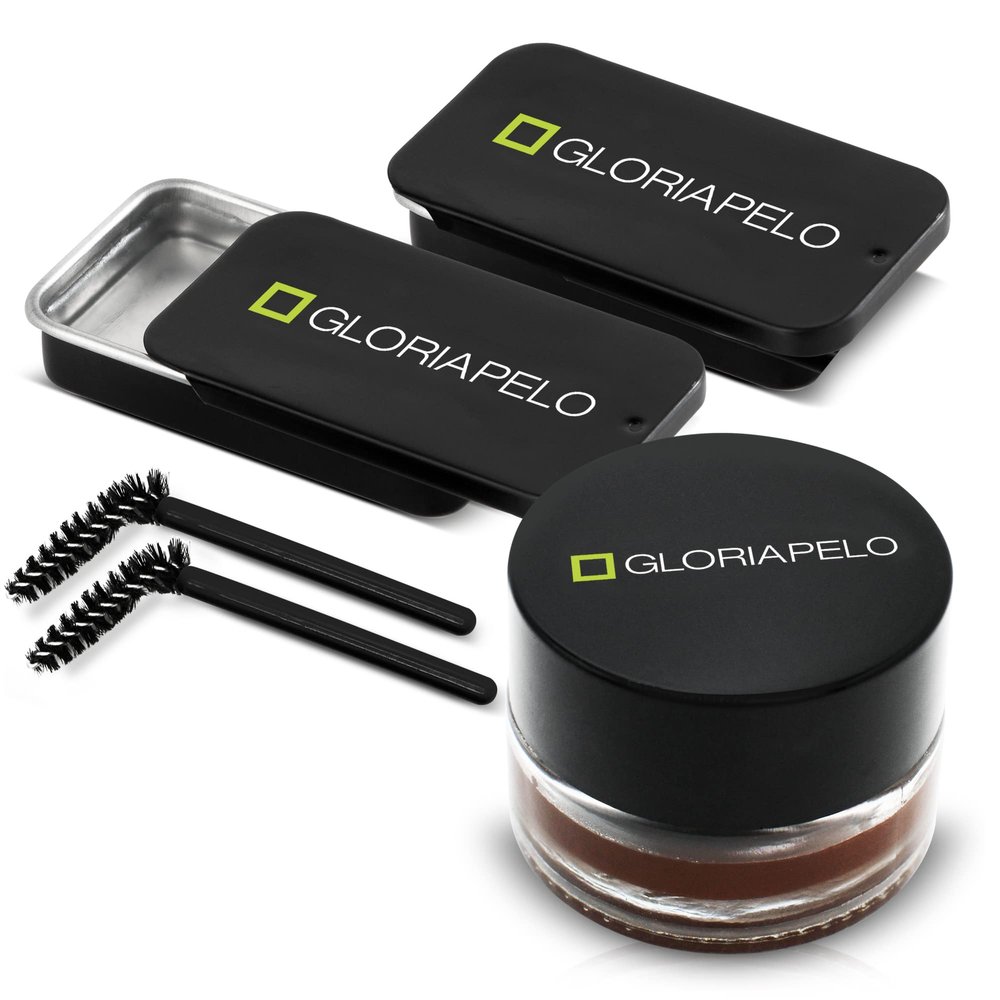 GLORIAPELO Eyebrow Gel and Brow Soap  Set of 2 Soap Eyebrow Kit with Spoolie and Eyebrow Pomade Dark Brown or Chocolate  Long-Lasting, Waterproof Vegan Formula  Natural Eyebrow Effect