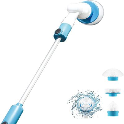 360 Shower Cleaning Brush,Electric Spin Scrubber, Cordless Floor Ceiling Scrubber, 3 Replaceable Brush Heads and 1 Hooks, Cleaning Brush Heads for Tile, Tub, Kitchen, Floor