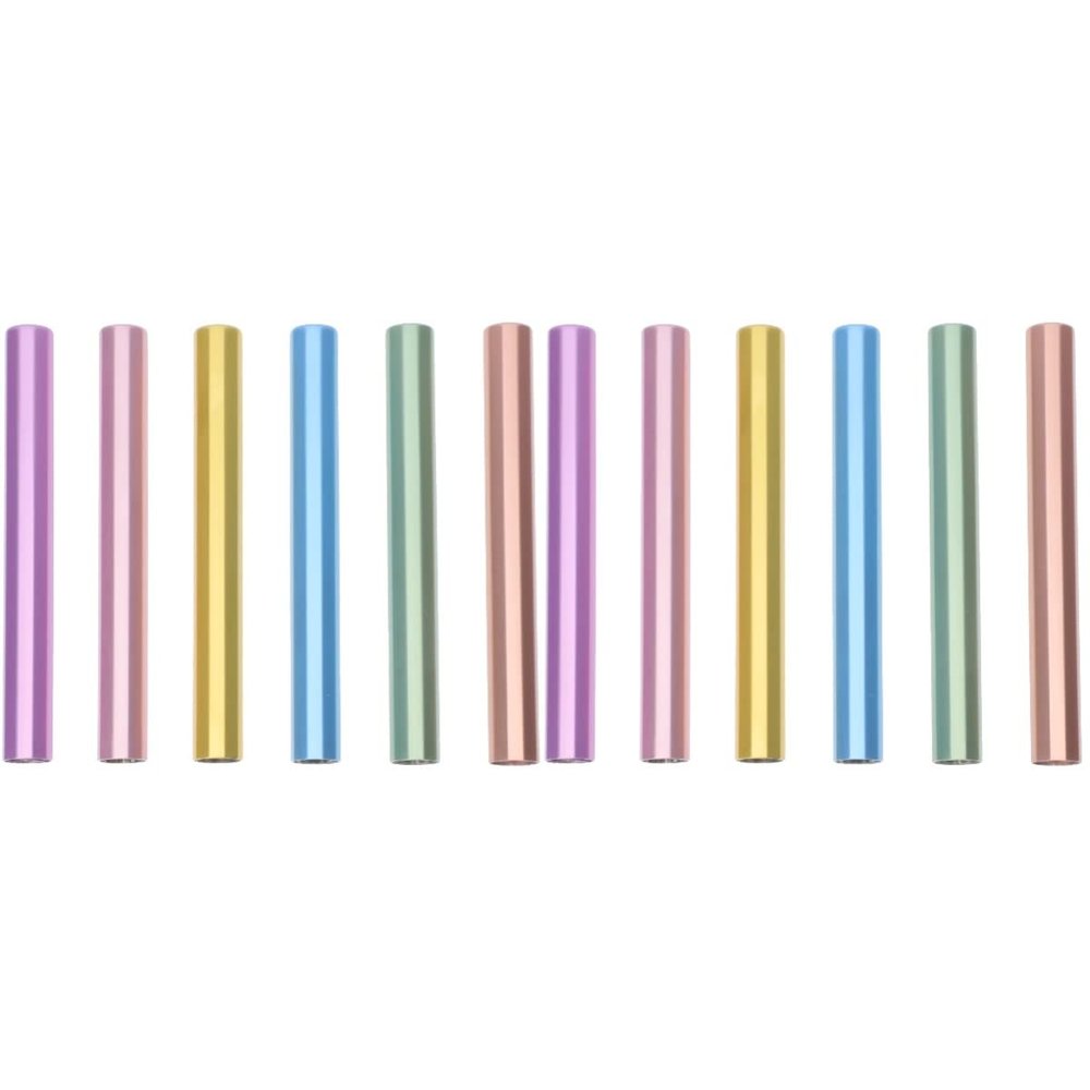 FRCOLOR 12pcs Light Nail Art Pen Caps Sealed Covers for Manicure Pens Rainbow Color Inner Zinc Alloy Material for Nail Brush