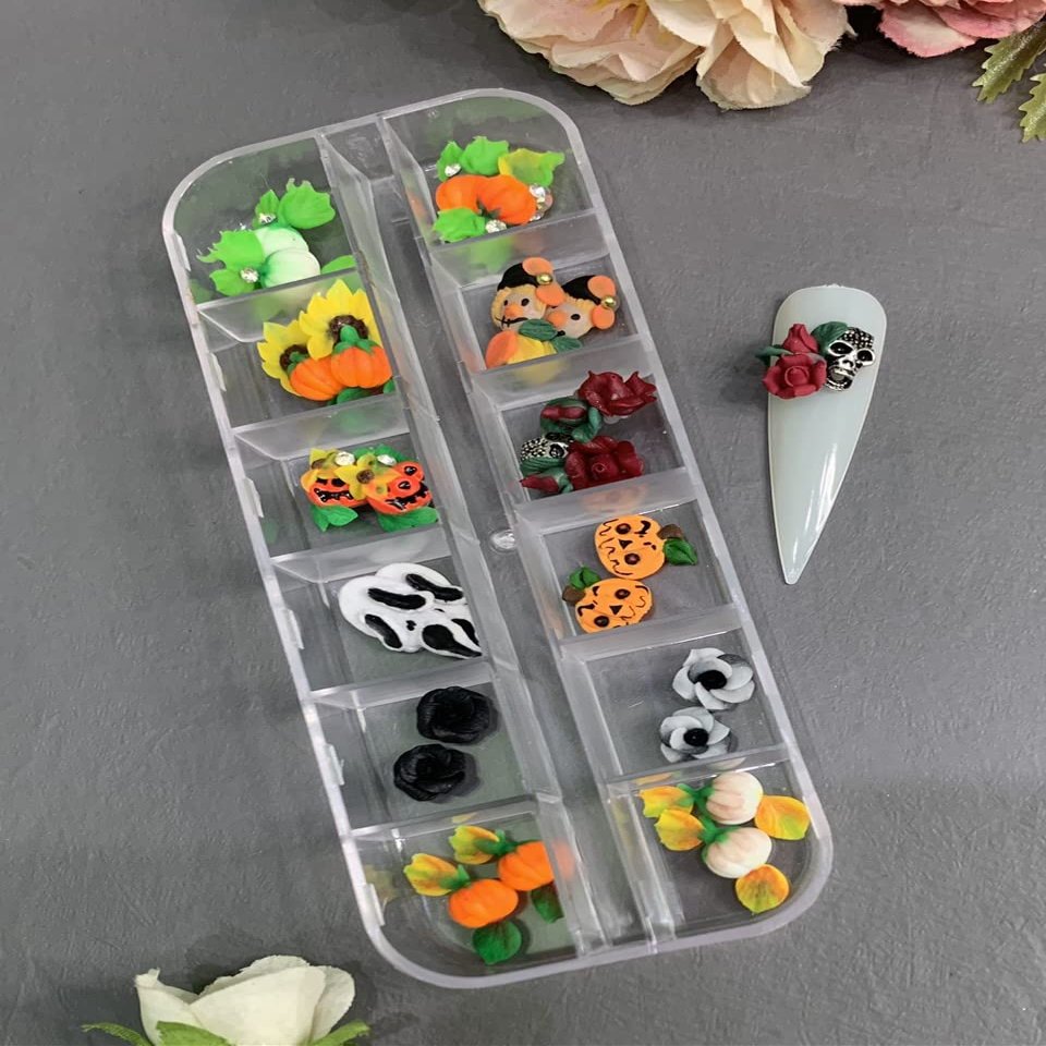 24Pcs & 48Pcs 3D Acrylic Halloween Nail Art Charms Handmade by Acrylic Powder (24Pcs)