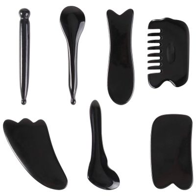 FRCOLOR Practical Massage Tools 7pcs Meridians Massaging Tools Set Beauty Scrapping Board Massager for Face Back Shoulder