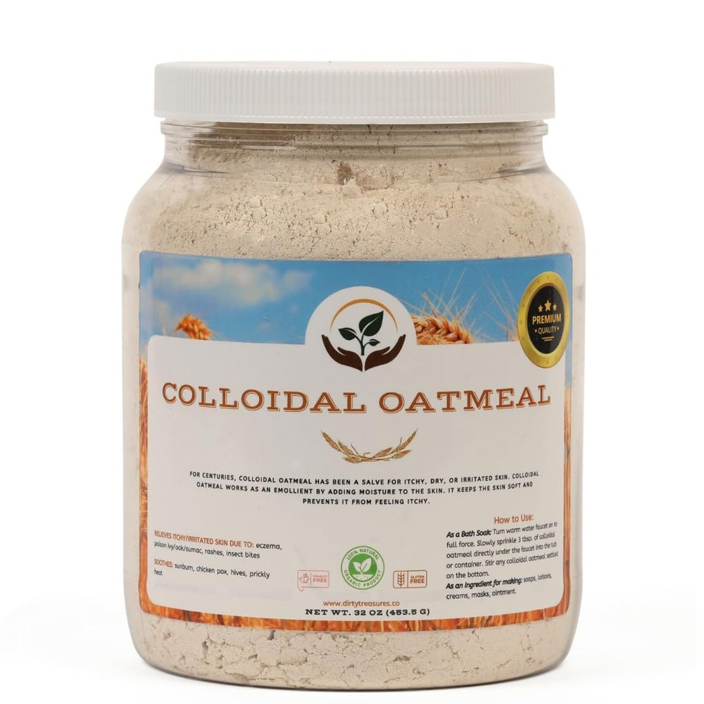 Dirty Treasures Colloidal Oatmeal Bath | Eczema & Itchy Skin Relief | Baby-Safe, 100% Natural, Fragrance-Free | 2lb (32oz)