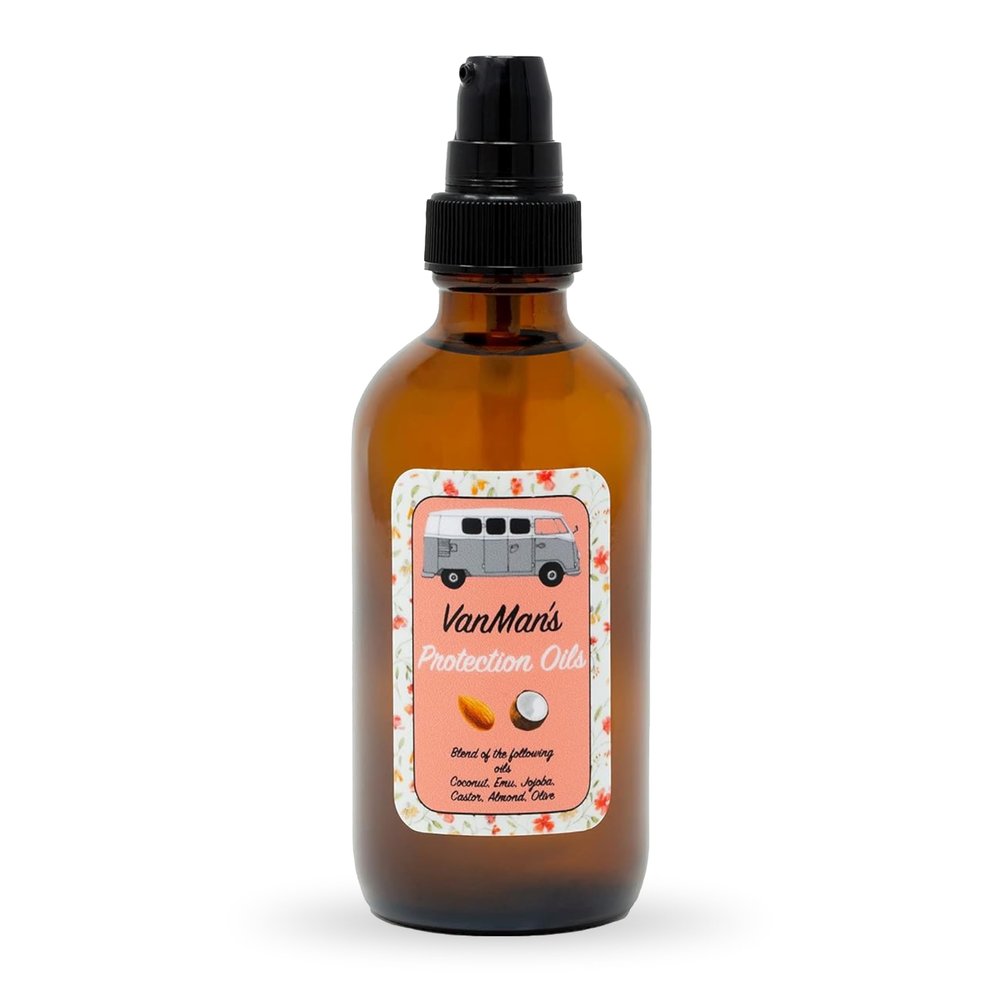 Vanman - Protection Oil Hair Serum for Growth - Infused with Castor, Jojoba, Almond, Olive, Emu, Coconut Oil - Fragrance-Free - for Dry and Frizzy Hair - 4 Ounce