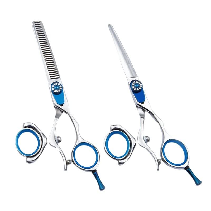 Swivel Thumb Hair Cutting Shears, 5.5 Inch Professional Salon Japanese Stainless Steel 9CR Barber Hair Cutting Scissors Swivel Shears Set (Color : Set)