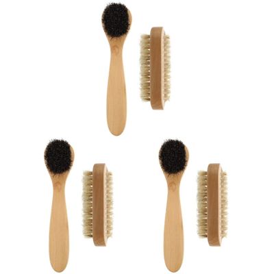Healifty 6pcs Wooden Nail Brush Dual-sided Hand Cleaning Tool Natural Bristles for Nail and Finger Lightweight and Portable for Travel Use