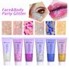 Yeweian Gold Body Glitter, Mardi Gras Face Glitter Gel, Mermaid Sequins Lip Eye Nails Hair Body Glitter Makeup, Liquid Holographic Chunky Glitter Singer Concerts Music Festival Rave Accessories,50g view 2