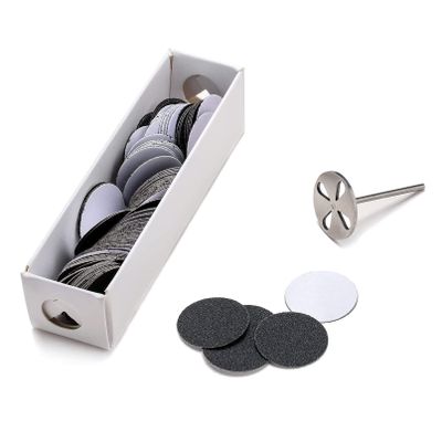 100pcs Round Sandpaper and 1pcs Metal Bit, 3/32 Shank Replaceable Pedicure for Dead Skin Callus Removal Electric Foot File Tools (25mm 100pcs #80 + 1 Mandrel)