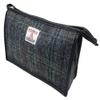 Harris Tweed Toiletries Wash Bag in Grey with Red Overcheck, Grey and Red, Toiletry Washbag view 1
