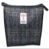 Harris Tweed Toiletries Wash Bag in Grey with Red Overcheck, Grey and Red, Toiletry Washbag view 2