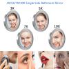 HUHJYUGE Wall Mounted LED Induction Makeup Mirror Magnification, 8 Inch Round Single Side Vanity Mirrors, Retractable Rotation Cosmetic Mirror for Bathroom, Shaving Mirror (Antique Copper Plug 3X) view 3