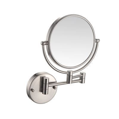 HUHJYUGE Double Sided Makeup Mirror Wall Mounted with 3X/5X/7X/10X Magnification, Bathroom Mirror 360 Degree Rotation, Extend Retractable Shaving Mirrors for Vanity (Nickel Brushed 7X)