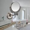 HUHJYUGE Double Sided Makeup Mirror Wall Mounted with 3X/5X/7X/10X Magnification, Bathroom Mirror 360 Degree Rotation, Extend Retractable Shaving Mirrors for Vanity (Nickel Brushed 10X) view 2