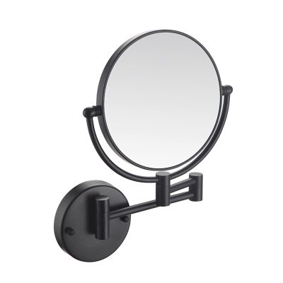 HUHJYUGE Double Sided Makeup Mirror Wall Mounted with 3X/5X/7X/10X Magnification, Bathroom Mirror 360 Degree Rotation, Extend Retractable Shaving Mirrors for Vanity (Black 10X)