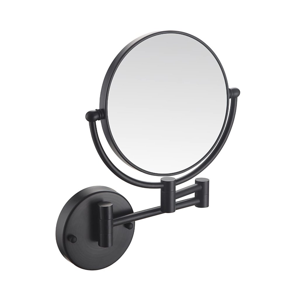 HUHJYUGE Double Sided Makeup Mirror Wall Mounted with 3X/5X/7X/10X Magnification, Bathroom Mirror 360 Degree Rotation, Extend Retractable Shaving Mirrors for Vanity (Black 10X)