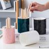 Hoshen Nordic Modern Ceramic Pen Holder Creative Desk Surface Storage Bucket Simple Eyeliner Eyebrow Pencil Makeup Brush Beauty Pencil Holder, White view 3