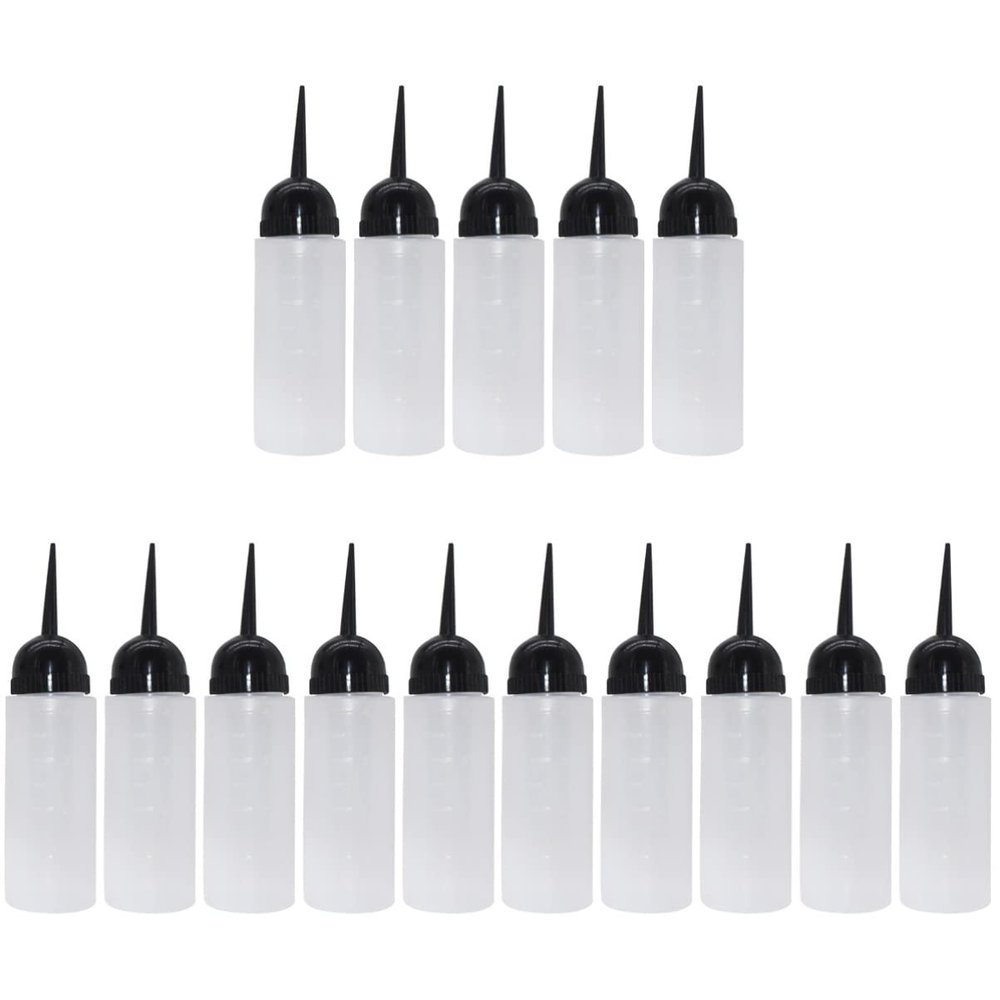 KALLORY 15pcs Refillable Hair Dye Containers Oblique Nozzle for Shampoo and Hair Coloring Salon Use and Leak-resistant Design