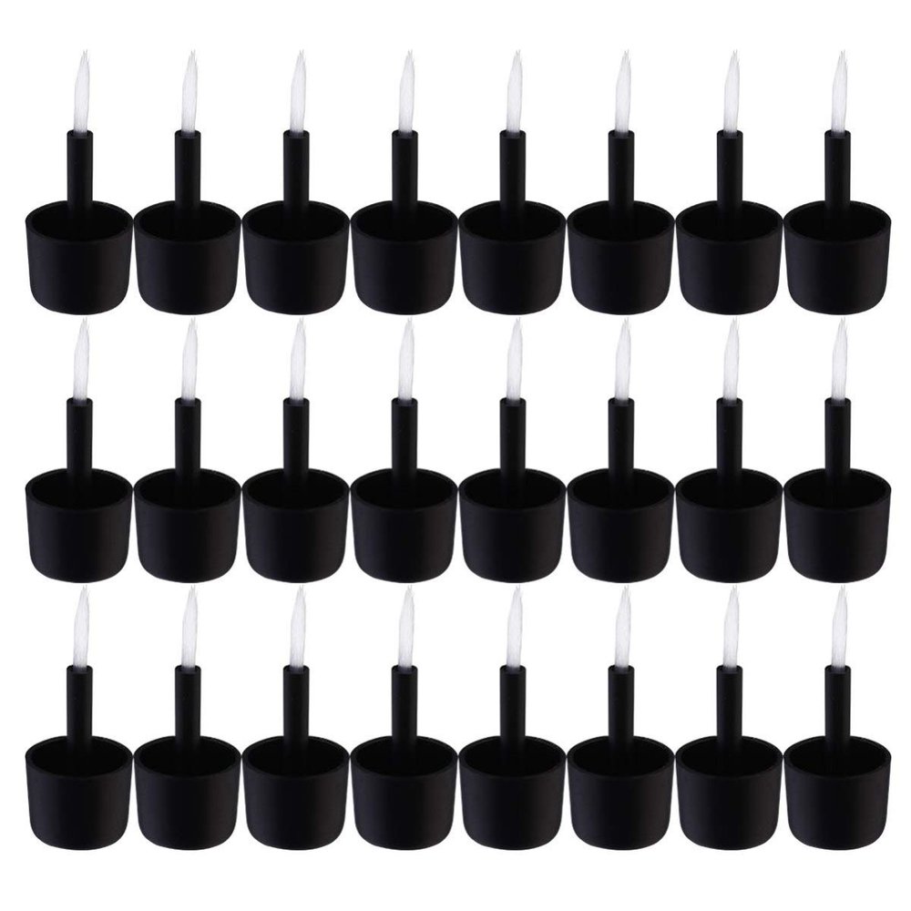 minkissy 200pcs Useblack Replacement Dip Brush, Art Lipstick Dipping Home Polish White Black Lip Wands Nail Head Brush Applicator for Salon Disposable Diy