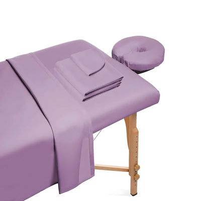 Hightree Microfiber Massage Table Sheet Set Includes Flat Sheet, Fitted Sheet and Fitted Face Rest Cover Silky, Wrinkle Resistant, Quick Drying (Lavender)