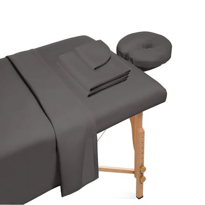 Hightree Microfiber Massage Table Sheet Set Includes Flat Sheet, Fitted Sheet and Fitted Face Rest Cover Silky, Wrinkle Resistant, Quick Drying (Gray)